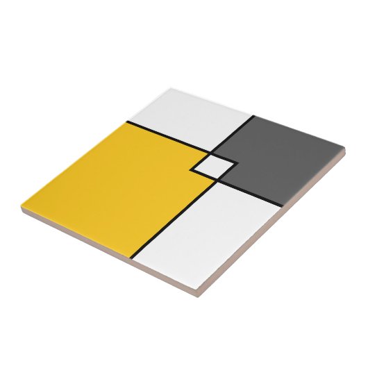 Gele grijze witte vierkantjes tegeltje (Zijkant)