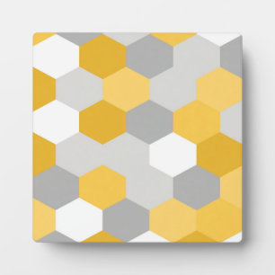Gele Grijze Zeshoek Geometrisch Patroon Fotoplaat