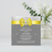 Gele grijze zilverglitter-boegelegant kaart (Staand voorkant)