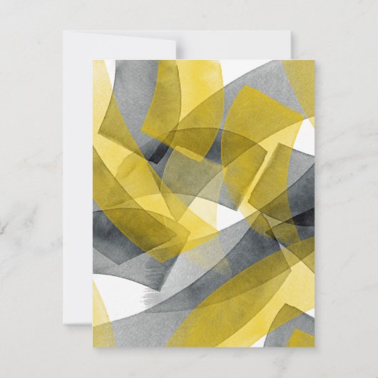 Gele grijze zwarte Waterverf Abstracte penseelstre Kaart (Achterkant)