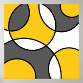 Gele grijze zwarte witte Abstracte cirkels Poster (Voorkant)