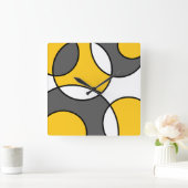 Gele grijze zwarte witte Abstracte cirkels Vierkante Klok (Huis)
