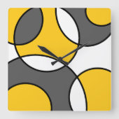 Gele grijze zwarte witte Abstracte cirkels Vierkante Klok (Voorkant)