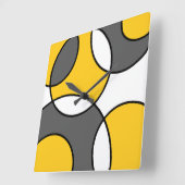 Gele grijze zwarte witte Abstracte cirkels Vierkante Klok (Hoek)