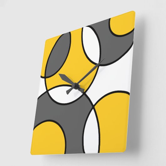 Gele grijze zwarte witte Abstracte cirkels Vierkante Klok (Hoek)