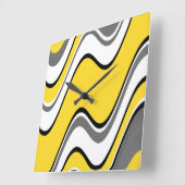 Gele grijze zwarte witte Abstracte golven Vierkante Klok (Hoek)