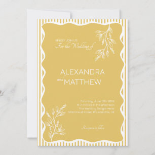 Gele grillige Wavy Border Wedding Kaart