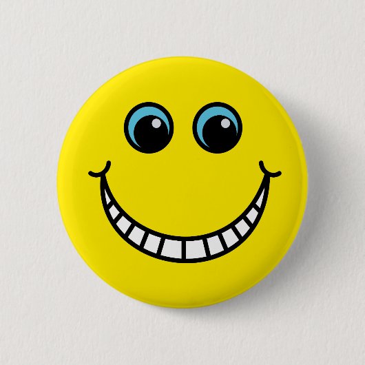 Gele Grinning Emoji Face Ronde Button 5,7 Cm (Voorkant)
