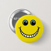Gele Grinning Emoji Face Ronde Button 5,7 Cm (Voorkant /achterkant)