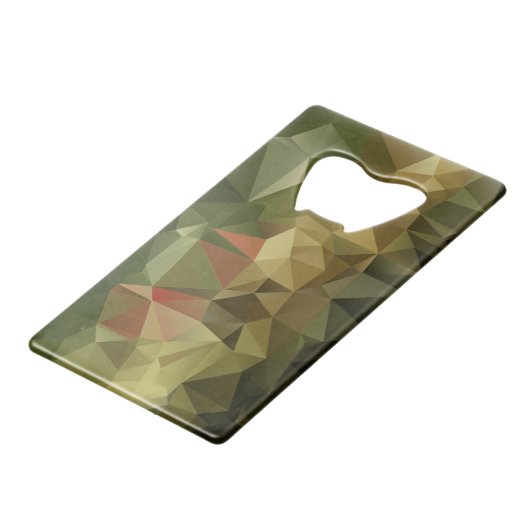 Gele groene Abstracte geometrische piramide kunst Creditkaart Flessenopener (Voorkant Gekanteld)