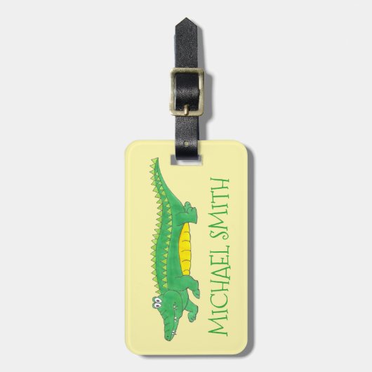 Gele groene alligator Crocodile Gator Croc Animal Bagagelabel (Voorkant verticaal)