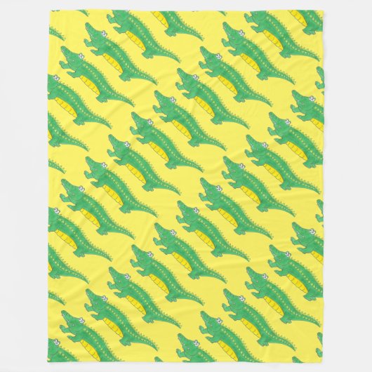 Gele groene alligator Crocodile Gator Croc Animal Fleece Deken (Voorkant)