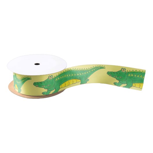 Gele groene alligator Crocodile Gator Croc Animal Satijnen Lint (Spoel)