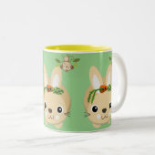 Gele groene apen konijnenwortelen en erwten Mok (Voorkant rechts)