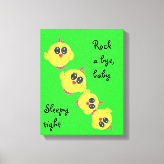 Gele groene Baby Bird Canvas Afdruk (Voorkant)