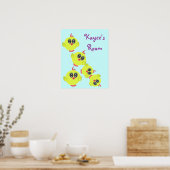 Gele groene Baby Bird Poster (Keuken)