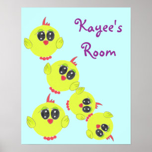 Gele groene Baby Bird Poster