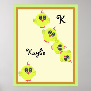 Gele groene Baby Bird Poster