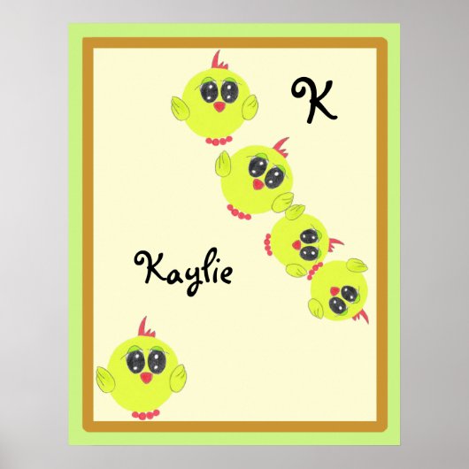Gele groene Baby Bird Poster (Voorkant)