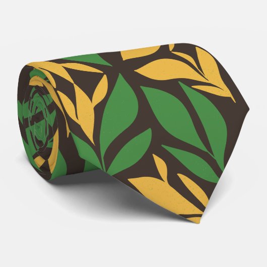 Gele groene bladeren stropdas (Opgerold)