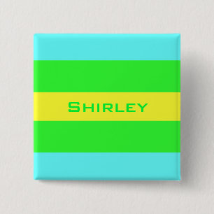 Gele, groene, blauwe brede strepen van Shirley Tay Vierkante Button 5,1 Cm