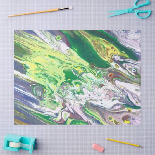 Gele groene blauwe Paarse Abstracte ontkoppeling Tissuepapier (Craft)