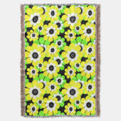Gele groene bloemen deken (Voorkant Verticaal)