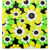 Gele groene bloemen douchegordijn (Voorkant)