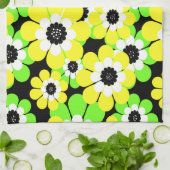 Gele groene bloemen theedoek (Gevouwen)