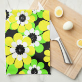 Gele groene bloemen theedoek (Quarter Fold)