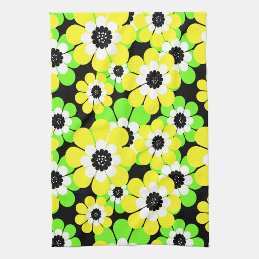 Gele groene bloemen theedoek (Verticaal)