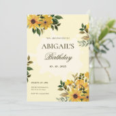 Gele groene bloemen verjaardag kaart (Staand voorkant)