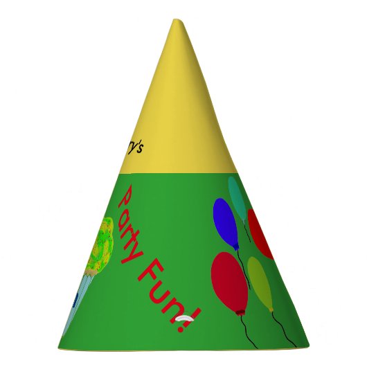 Gele groene cupcake, gepersonaliseerde Birthday Pe Feesthoedjes (Rechts)