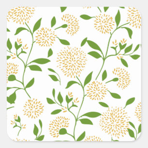 Gele groene Dandelion Wildflower Garden Vierkante Sticker