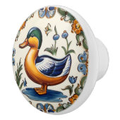 Gele Groene Eend Europese Folk Animal Art Keramische Knop (Rechts)