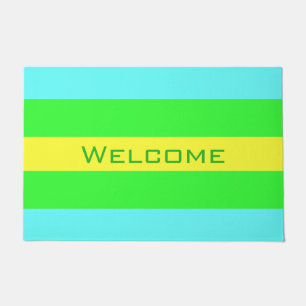 Gele groene en blauwe brede strepen van STaylor Deurmat