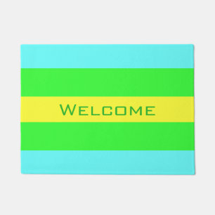 Gele groene en blauwe brede strepen van STaylor Deurmat
