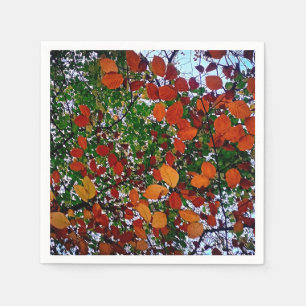 Gele, groene en bruine bladeren servet