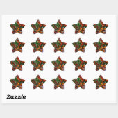 Gele, groene en bruine bladeren ster sticker (Vel)