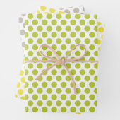 Gele, groene en grijze pooldots inpakpapier vel (In situ)