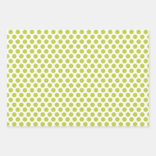 Gele, groene en grijze pooldots inpakpapier vel (Voorkant)