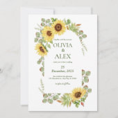 Gele groene Floral Waterverf Sunflower Wedding Kaart (Voorkant)