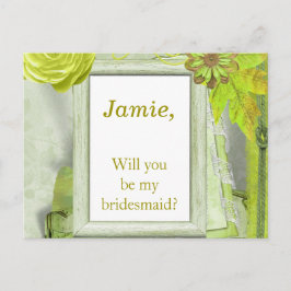 Gele groene florale bridesmaïde uitnodiging briefkaart