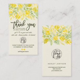 Gele groene florale coole logo dank u visitekaartje
