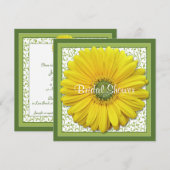 Gele groene Gerber Daisy Bridal Shower Invitation Kaart (Voorkant / Achterkant)