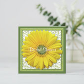 Gele groene Gerber Daisy Bridal Shower Invitation Kaart (Staand voorkant)