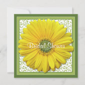 Gele groene Gerber Daisy Bridal Shower Invitation Kaart (Voorkant)