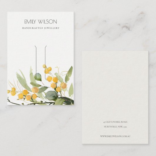 Gele groene goudvlek Foliage Hair Clip Holder Visitekaartje (Voorkant / Achterkant)