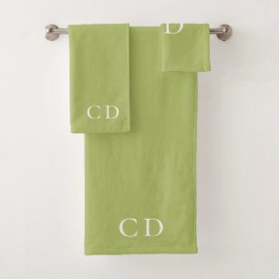 Gele groene initialen minimalistisch bad handdoek