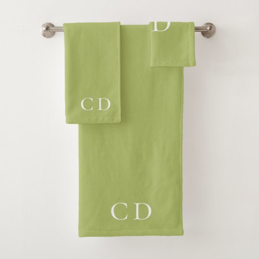 Gele groene initialen minimalistisch bad handdoek (Insitu)